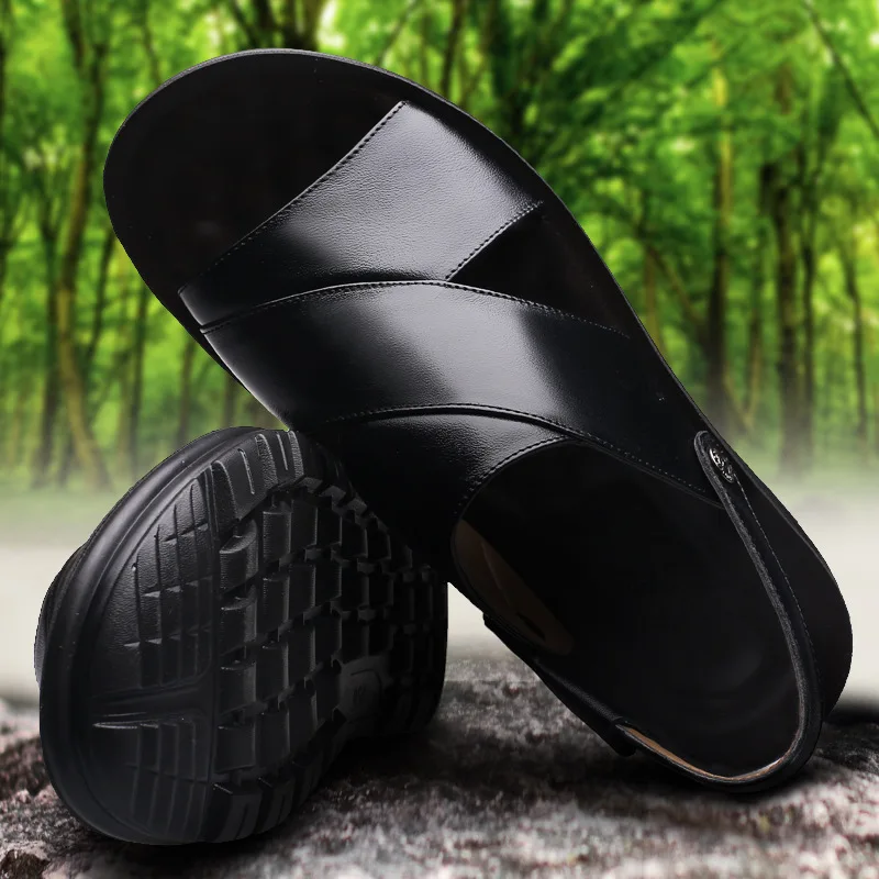 Factory Wholesale Soft Comfortable Leather Leisure Trendy Mens Footwear Sandals Shoes