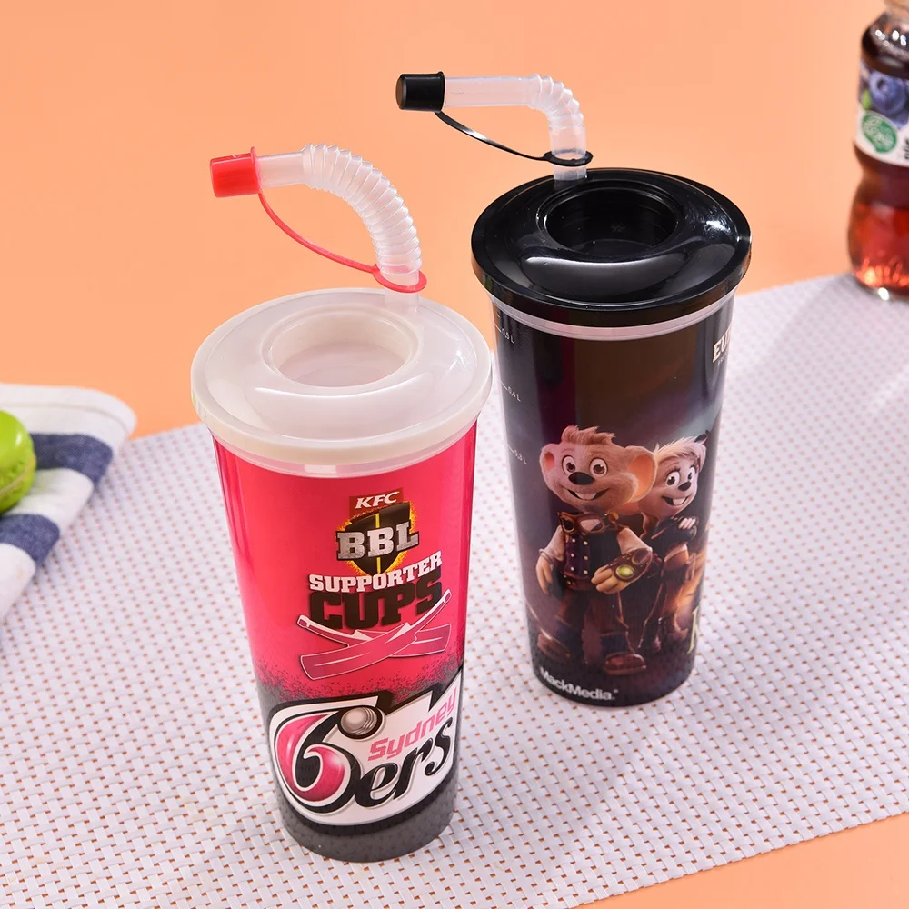 Wholesale 500ml IML Smart Design Cartoon-Colored Tumbler Long Drinking Hard Plastic Cup with PP Lid and Straw for Water Usage