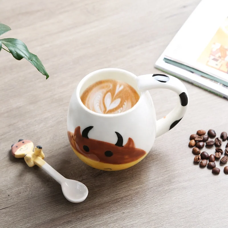 Cartoon 3D Animal Ceramic Coffee Mug Household Hand Painting Milk Tea Kids Water Ceramic Cup