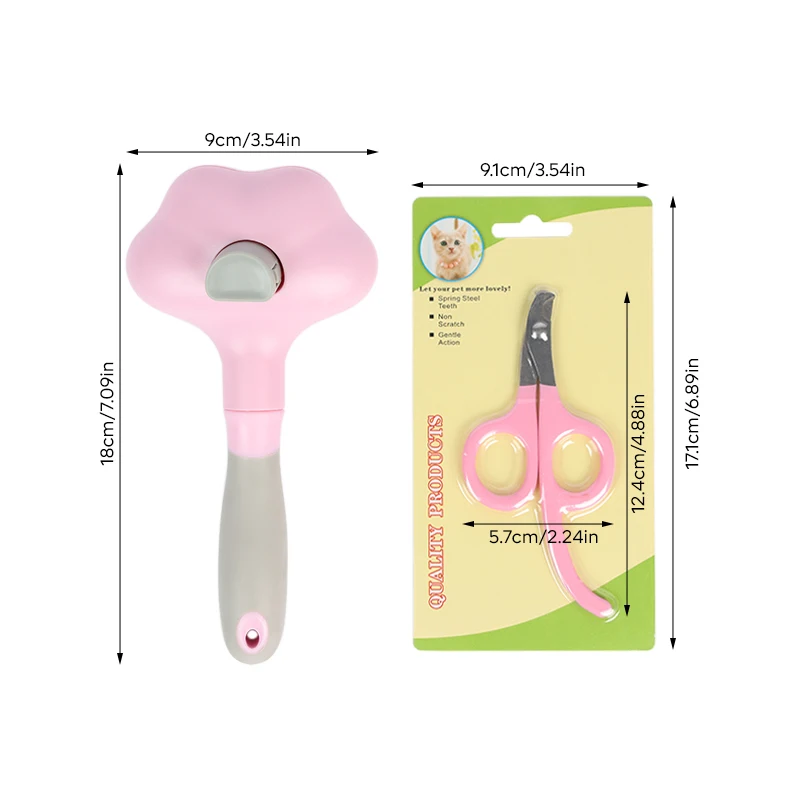 New Arrival 2pcs/set Dog Grooming Set Dog Paw Scissors Pet Hair Remover Brush Pet Grooming Kit