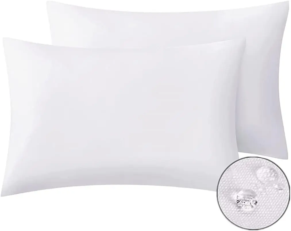 OEKO-TEX STANDARD 100 2-PACK White Super Soft Toddler Size Tencel Lyocell Bedding Hotel Waterproof Pillow Protector with Zipper
