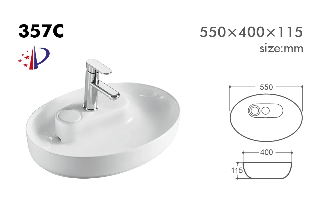 3014 Semicircle Porcelain Basin Bathroom Vanity Art Sink Round Minimalism Desgin