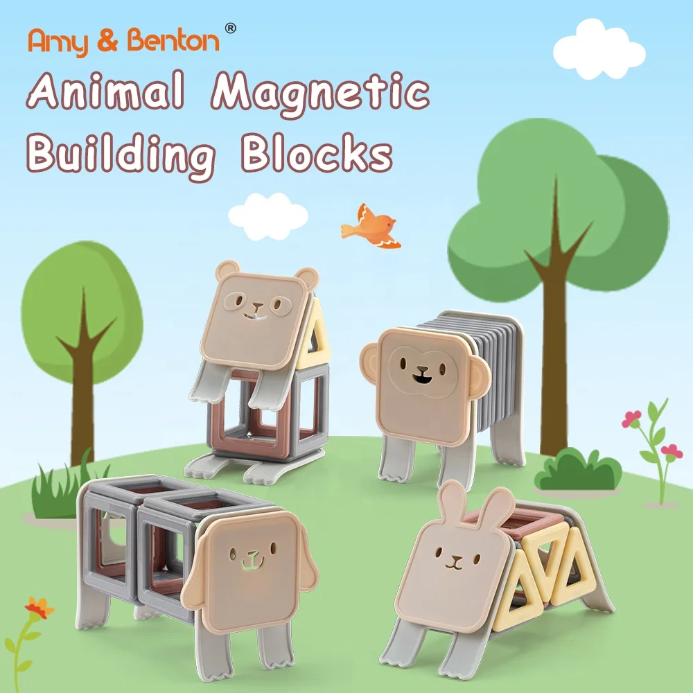 Amy Benton 88pcs Magnetic blocks Animal Series Magnet Blocks Educational Toys for children