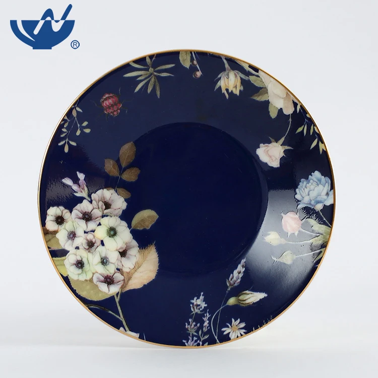 Personalized Gold Rim Coffee Cup Set Luxury Fine Bone China Flat Ceramic Tea Cup Saucer Set