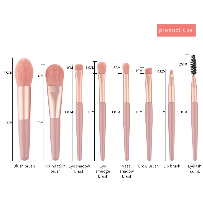 8Pcs Mini Makeup Brushes Matte Wooden Handle Portable Soft Hair Makeup Brush Set Beauty Makeup Tools