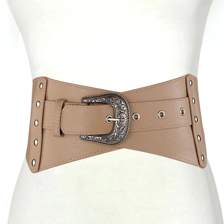 PU Leather Waist Belt for Women Vintage Casual Chic Dress Black Coat Belt With Metal Buckle Vintage Leather Belt