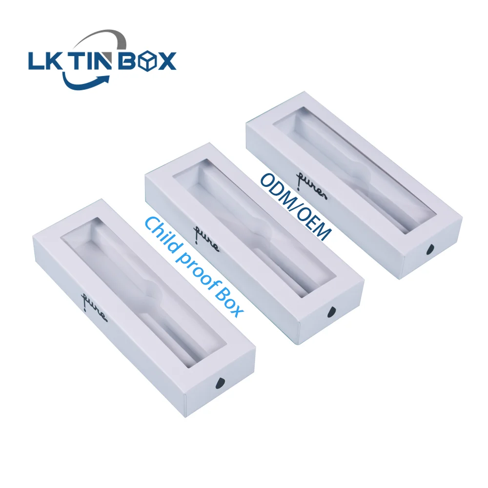 Custom Printed Cigarettes Pens Box Pre Roll Packaging Child Resistant Paper Box With Childproof Button And Window