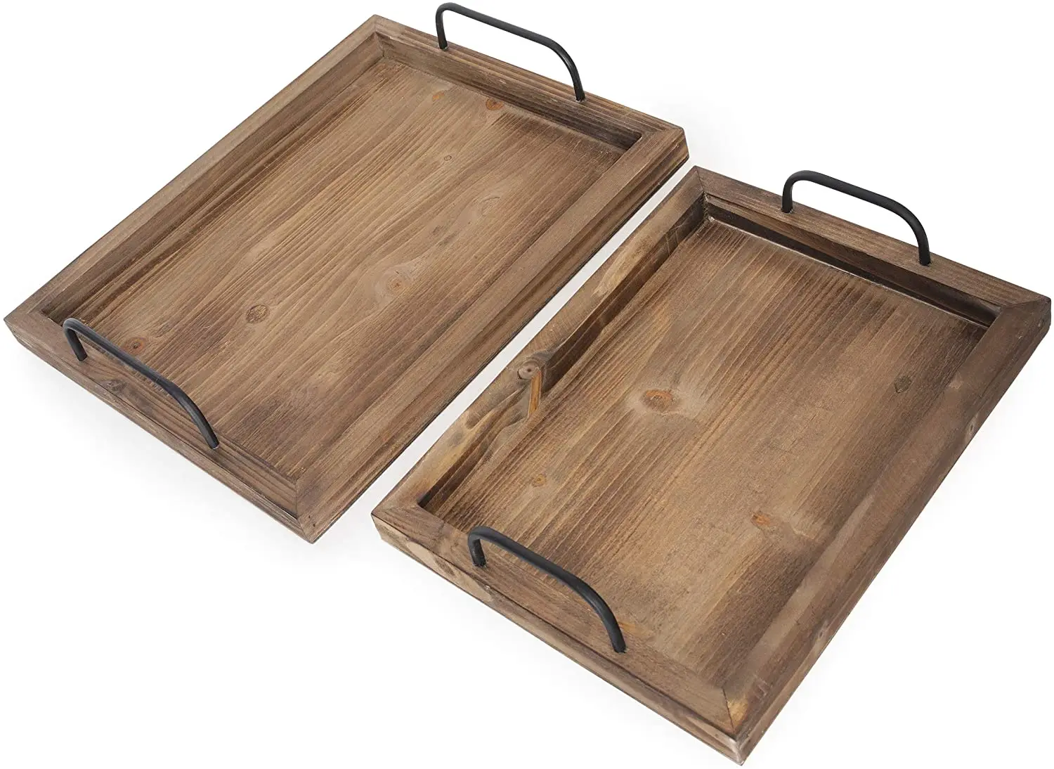 
Nesting Wooden Board with Metal Handles | Stylish Farmhouse Decor Serving Platters 