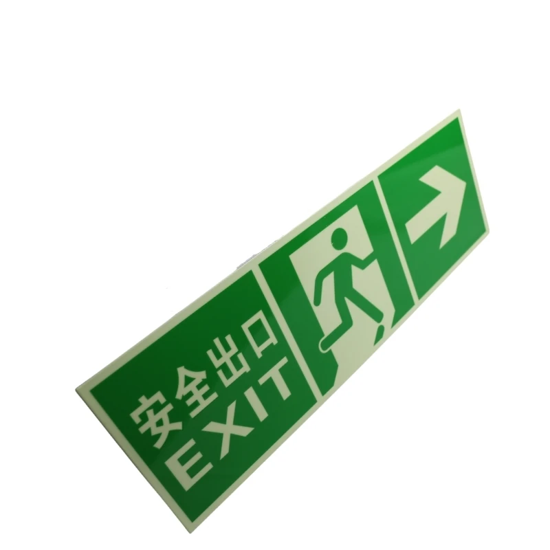 Custom Green Photoluminescent Fire Luminescent Directional Exit Signs For Safety
