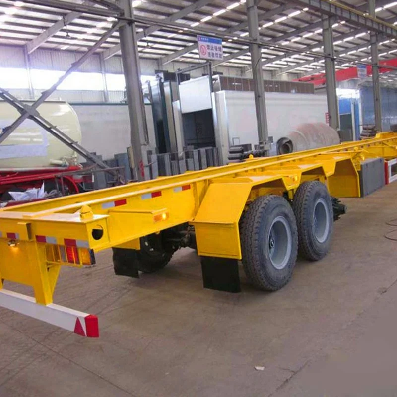 3 Axles 60 Ton Skeleton 40 45 FT Skeletal Shipping Container Chassis Semi Trailer