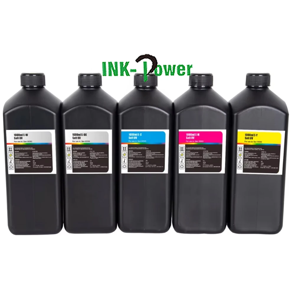 INK-POWER 1000ml Premium Soft Hard UV Color Bottle Refill Ink for Epson DX5 DX6 DX7 DX10 XP600 TX800 Printhead