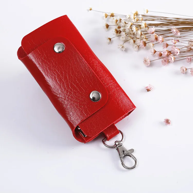 Wholesale Stock Pu Leather Holders Portable Organizer Fancy Car Key Case With Metal Ring For Promotion