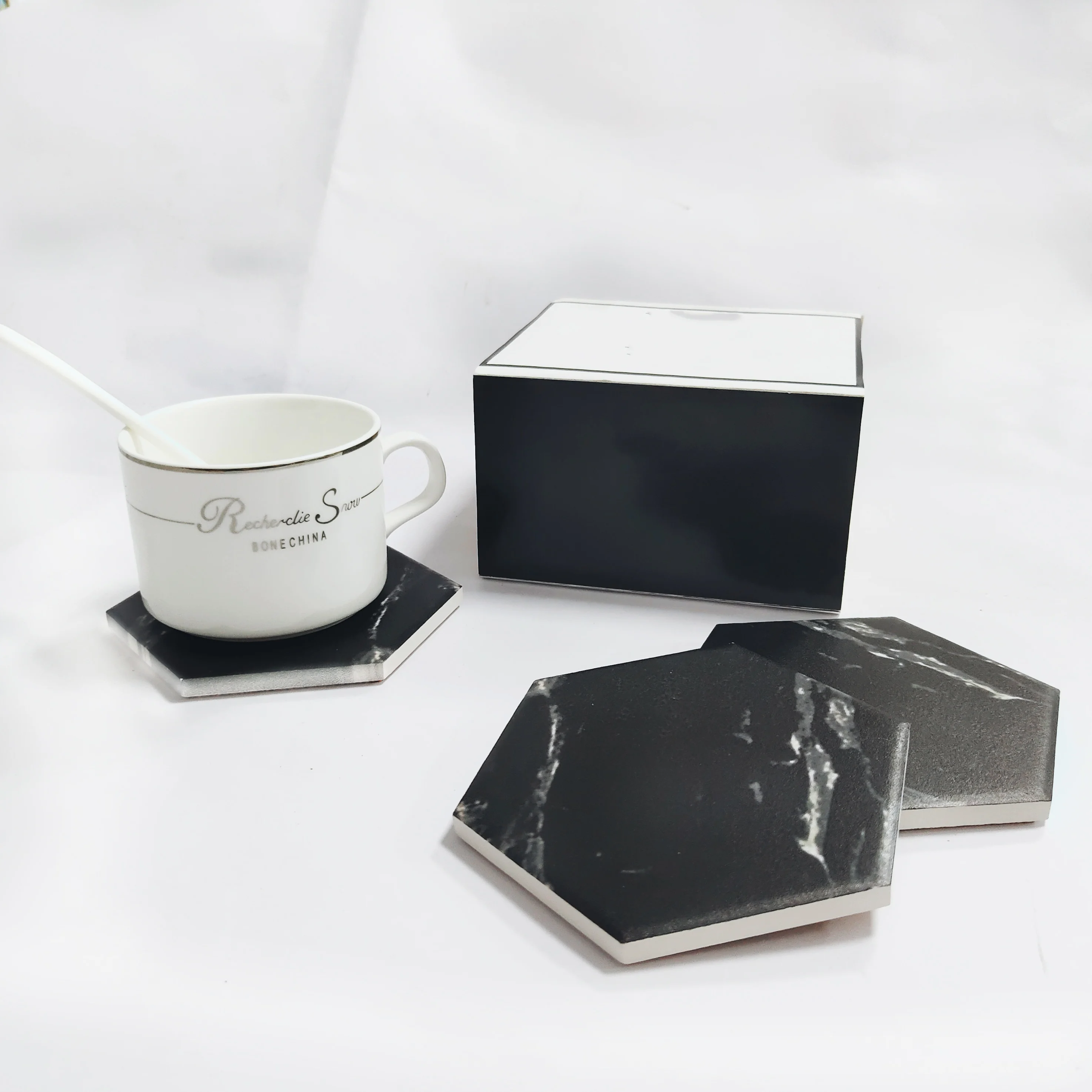 XS ltd. 2024 новый дизайн мраморный песчаный камень коврик для пивной чашки черный зеленый подстаканник с держателем водопоглощающий кружки