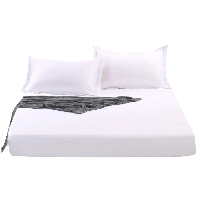 Custom 100% Egyptian Cotton Home Hotel White Queen Size Elastic Fitted Bed Sheet