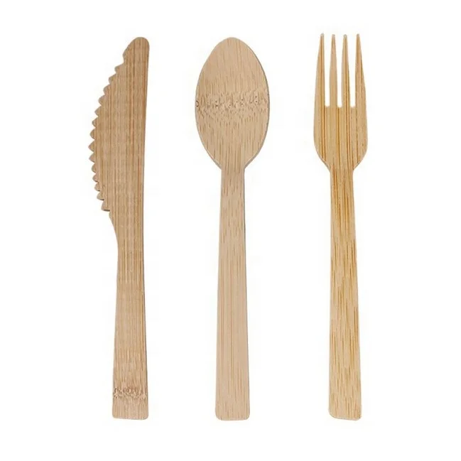 
Disposable bamboo cutlery set eco friendly bamboo fork spoon knife compostable 