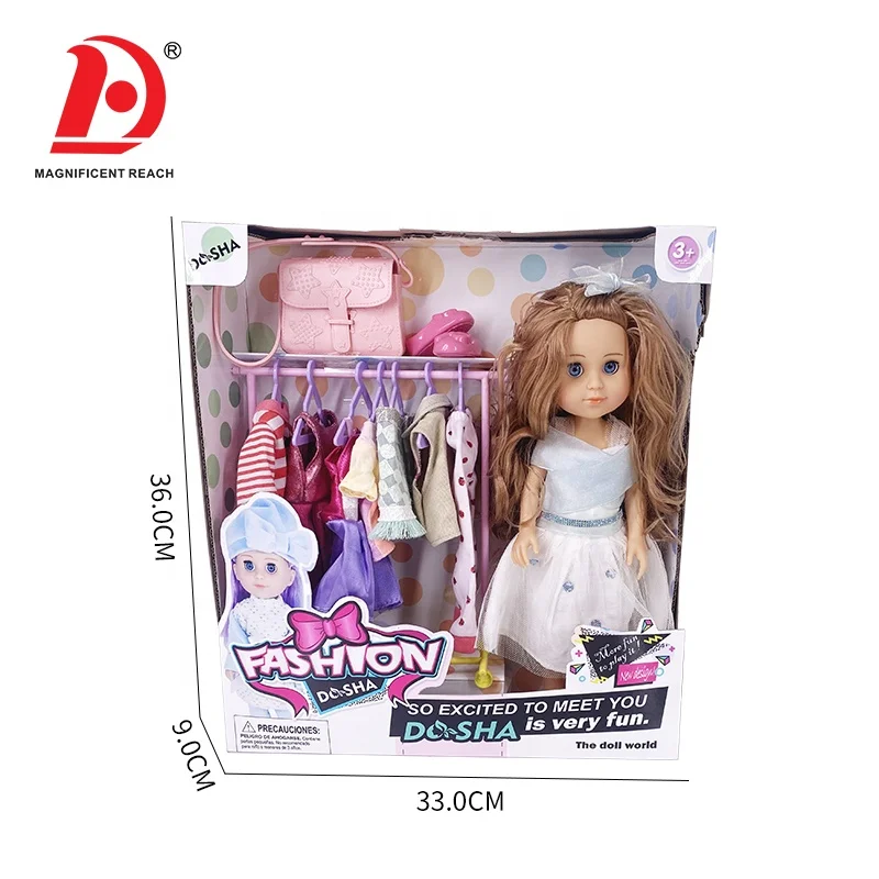 HUADA 2023 Shantou 35CM Princess Dress Full Vinyl Body Fashion Girl Doll Set With Clothes And Accessoires