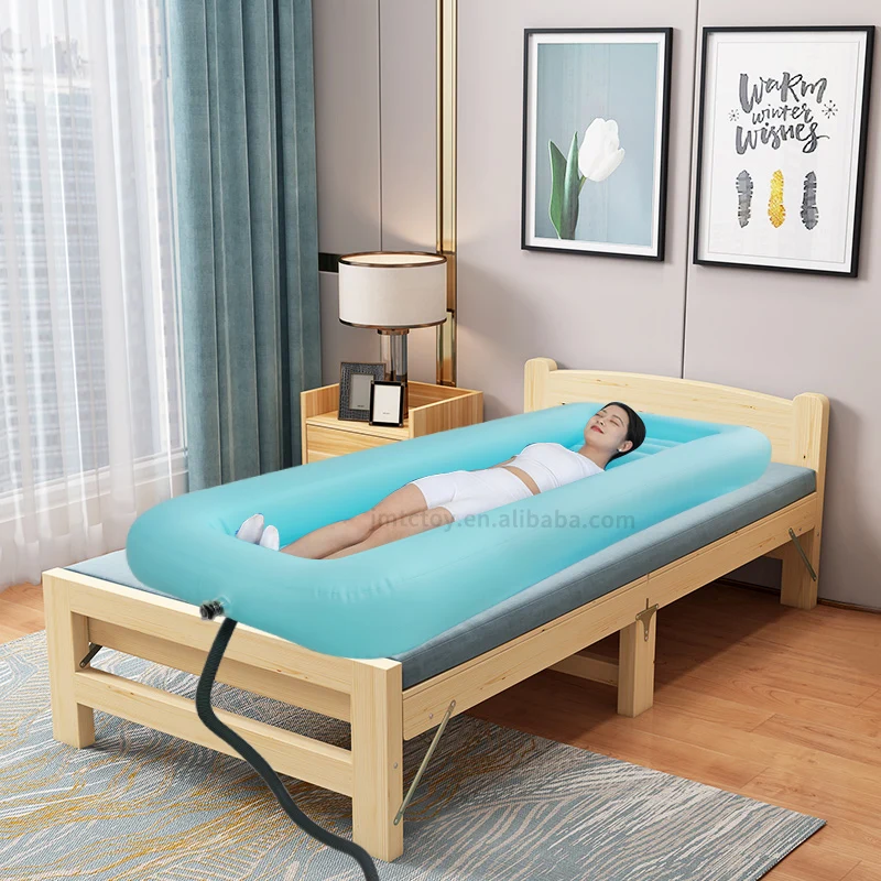 Inflatable rectangle health care bath bed pool for elderly patient