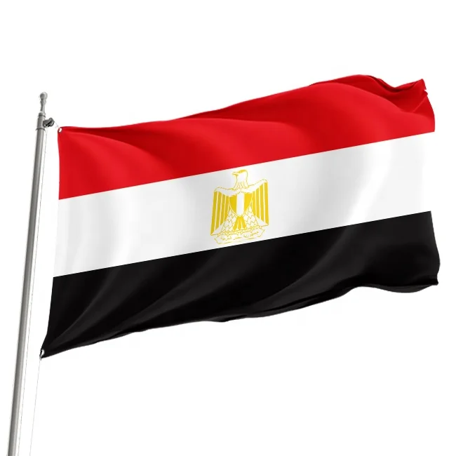 Low price wholesale 3*5ft 100% polyester bright color is not easy to fade exquisite workmanship durable Egypt flag
