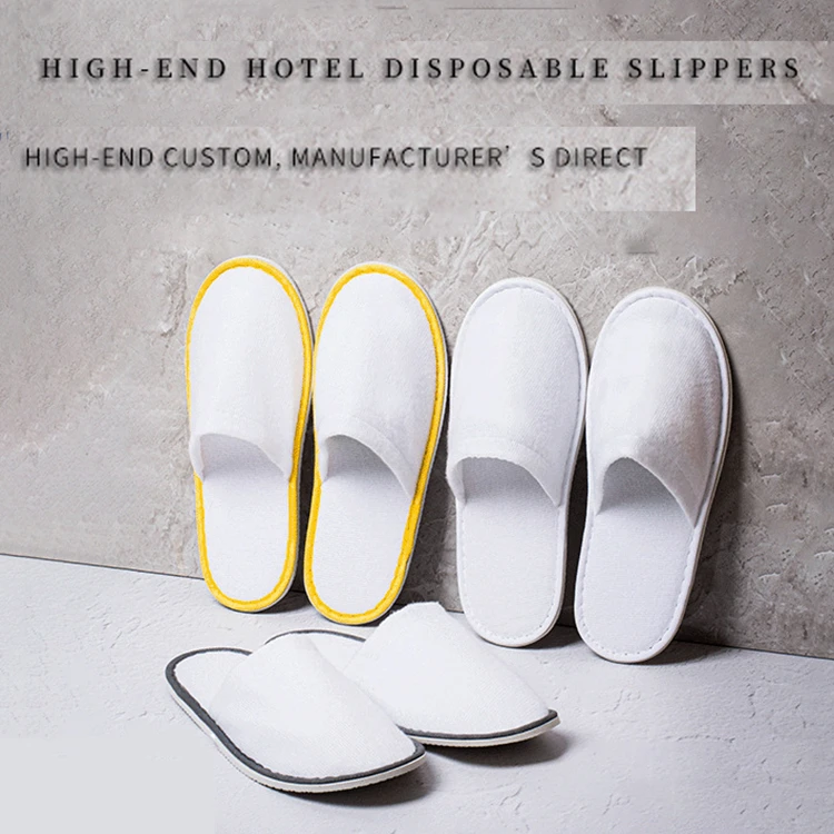 Wholesale Cheap Luxury Cotton Velour Hotel Slippers Close Toe Disposable Spa Home Slippers with Logo