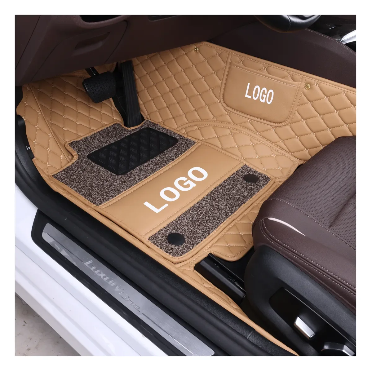 Custom Luxury PVC Car Mats Trunk Position Floor Mats for Toyota Honda Hyundai BMW Audi; Leather and Carpet Design