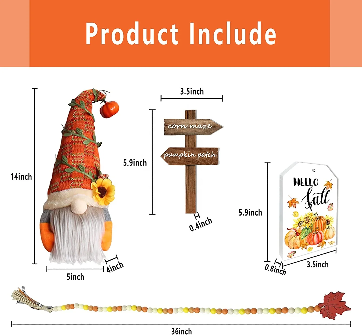 Fall Decor Fall Tiered Tray Decor Plush Gnome Fall Wood Bead Garland  Happy Wooden Sign - Pumpkin Spice Corn Maze Sig