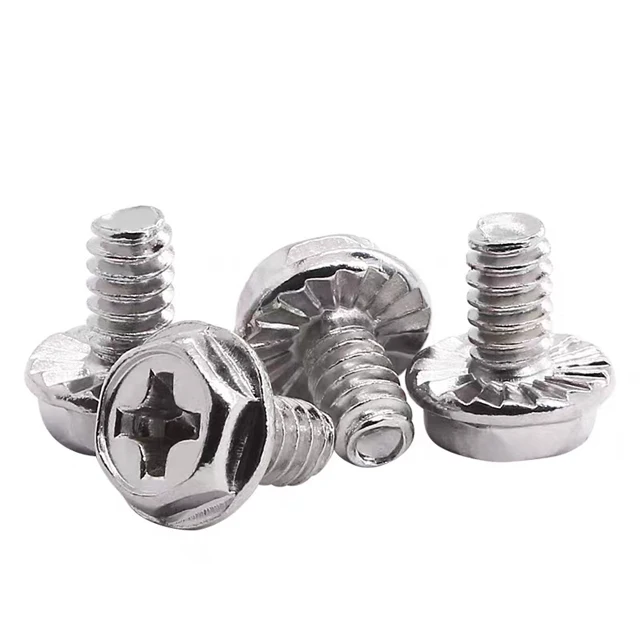 outer hexagon hard drives side screws desktop computer case screw Flange bolt with pad embossed anti-skid screw