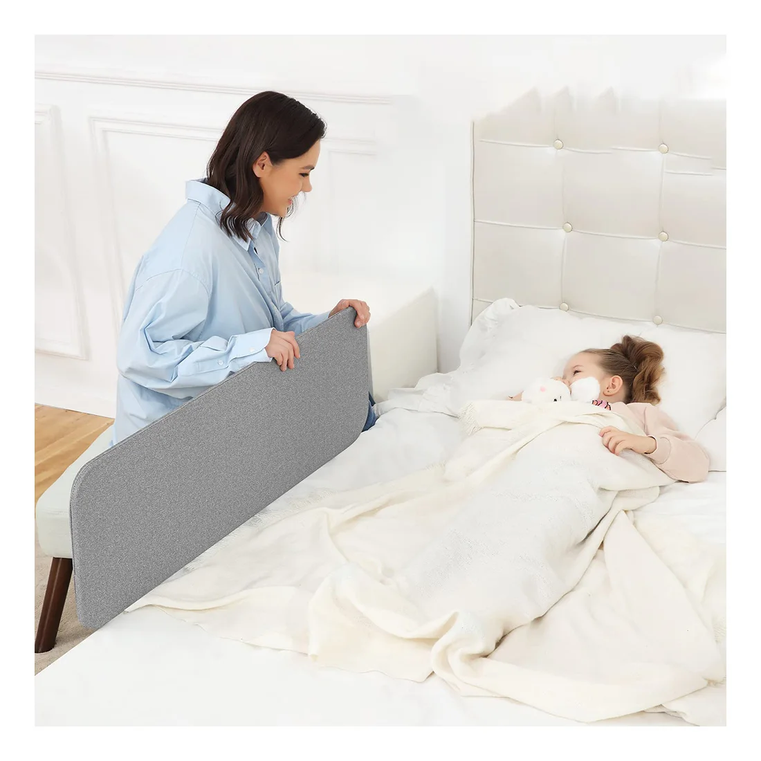 Direct Sales Easy Foldable Child Safety Baby Bed Rail Barrier Fence Bed Side Barrier Guard For Kids Baby Bed Fence