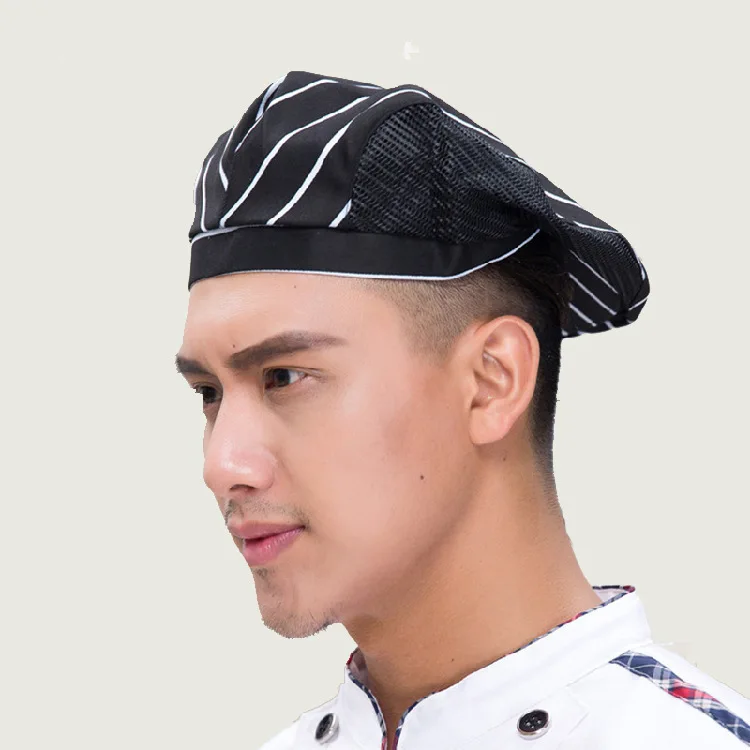 Men Mesh Patchwork Chef Restaurant Kitchen Cooking Wear Hats Beret Hotel BakingCafe Waiter Breathable Cap Women Accessories