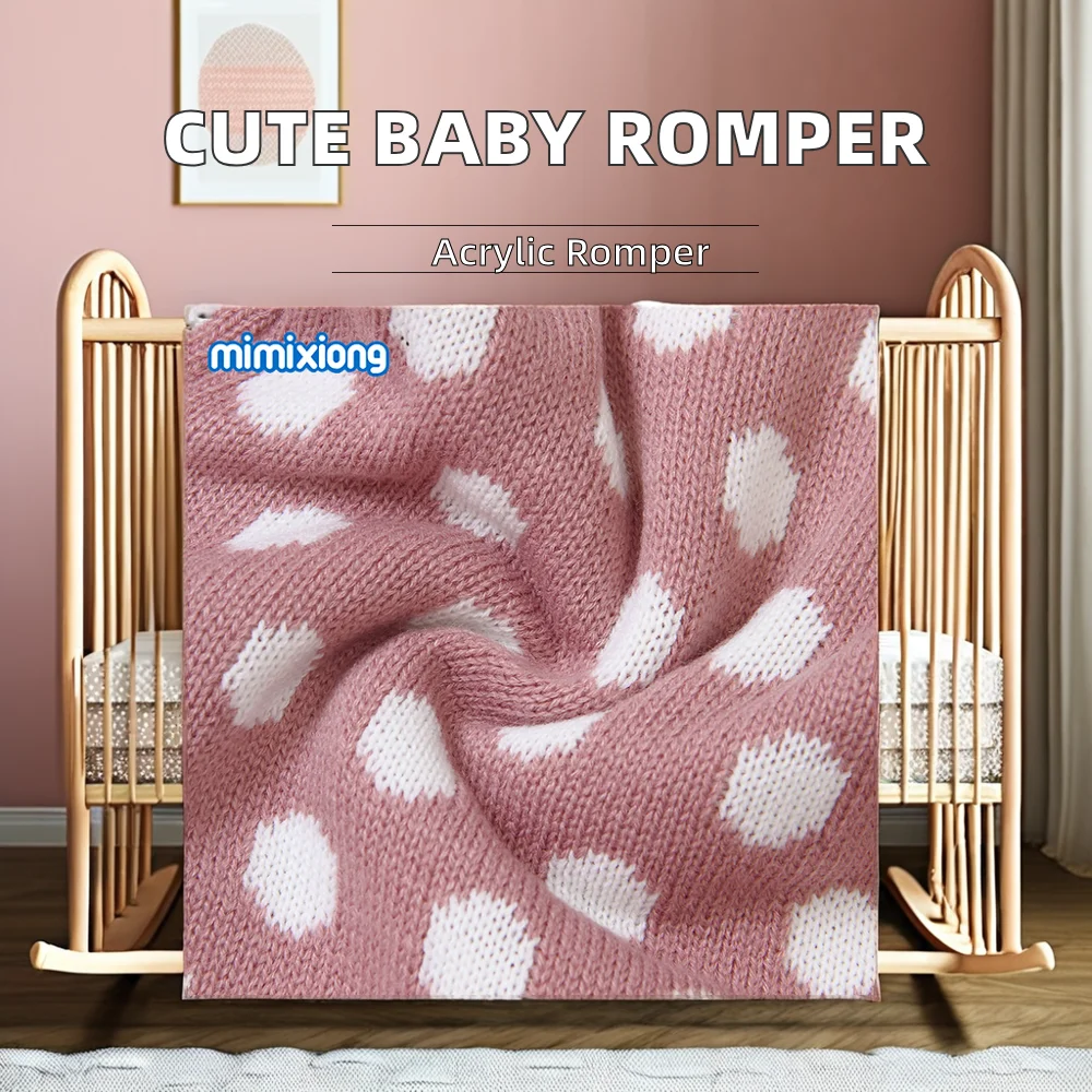 High Quality Unisex Toddler Clothing Cute Spot Pattern Baby Knitted Long Sleeves Romper Button Closure Autumn Factory Wholesale