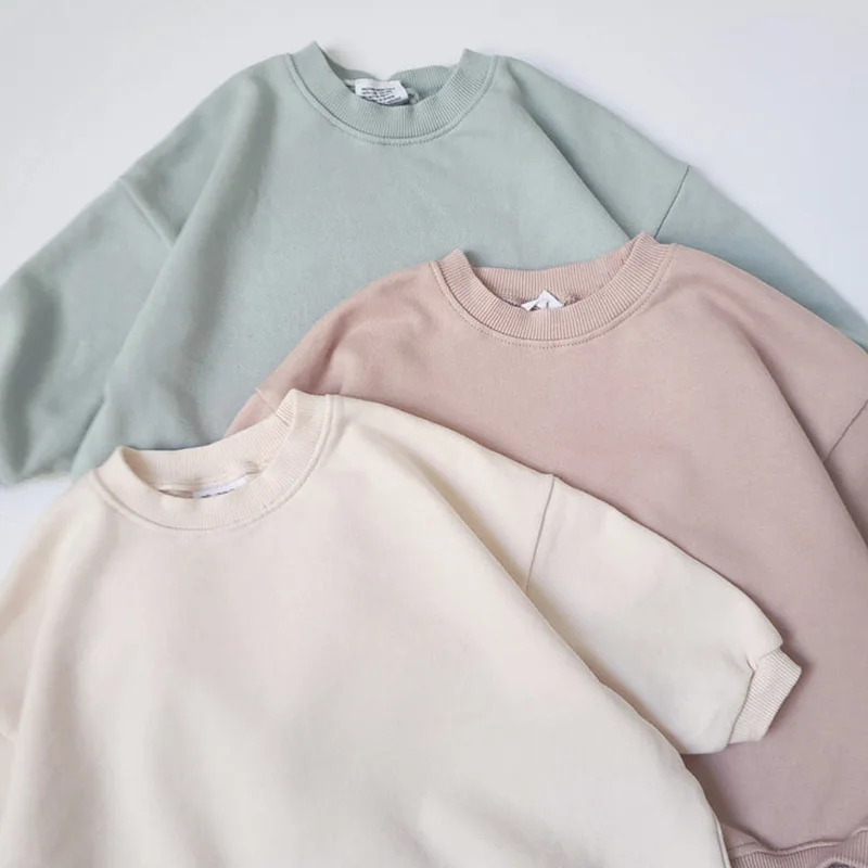Newborn Baby  long sleeve Blank Terry Sweater Fabric Oversized Basic solid toddler Cotton Baby Clothes Sweatshirt Baby Romper