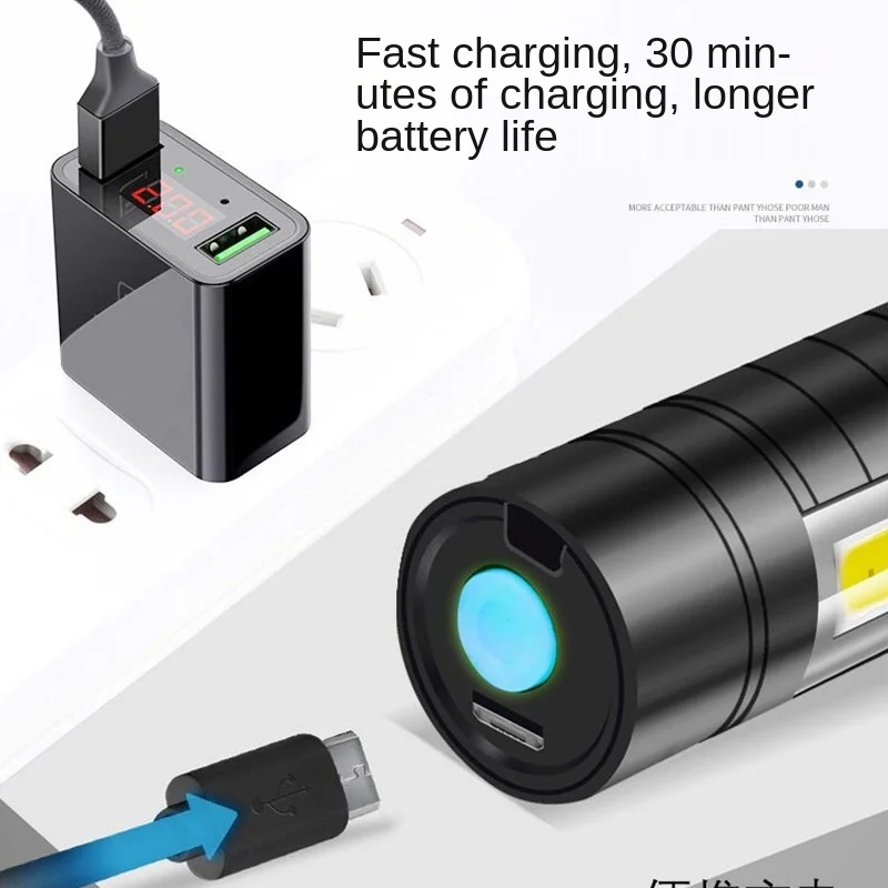 COB XPE dual-use USB telescopic focusing work lamp Rechargeable flashlight