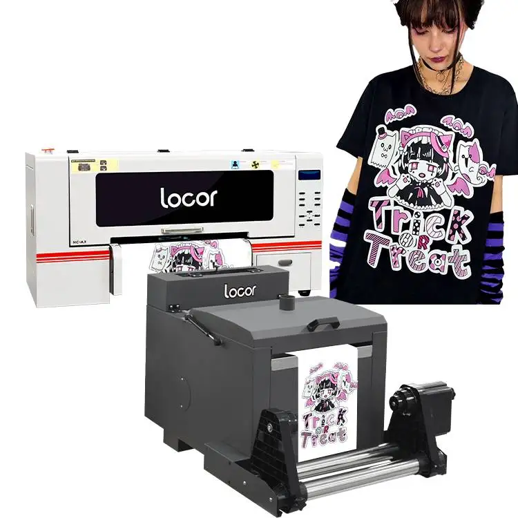 Locor factory direct supply A3 30cm dtf printer t shirt textile fabric pet film boardless printing machine dtf plotter with oven