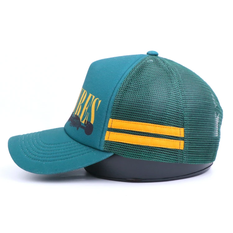 Qianzun manufacturer australia 5 Panel Trucker Cap Mesh Back Foam Trucker Cap Wild Side Strip Trucker Cap