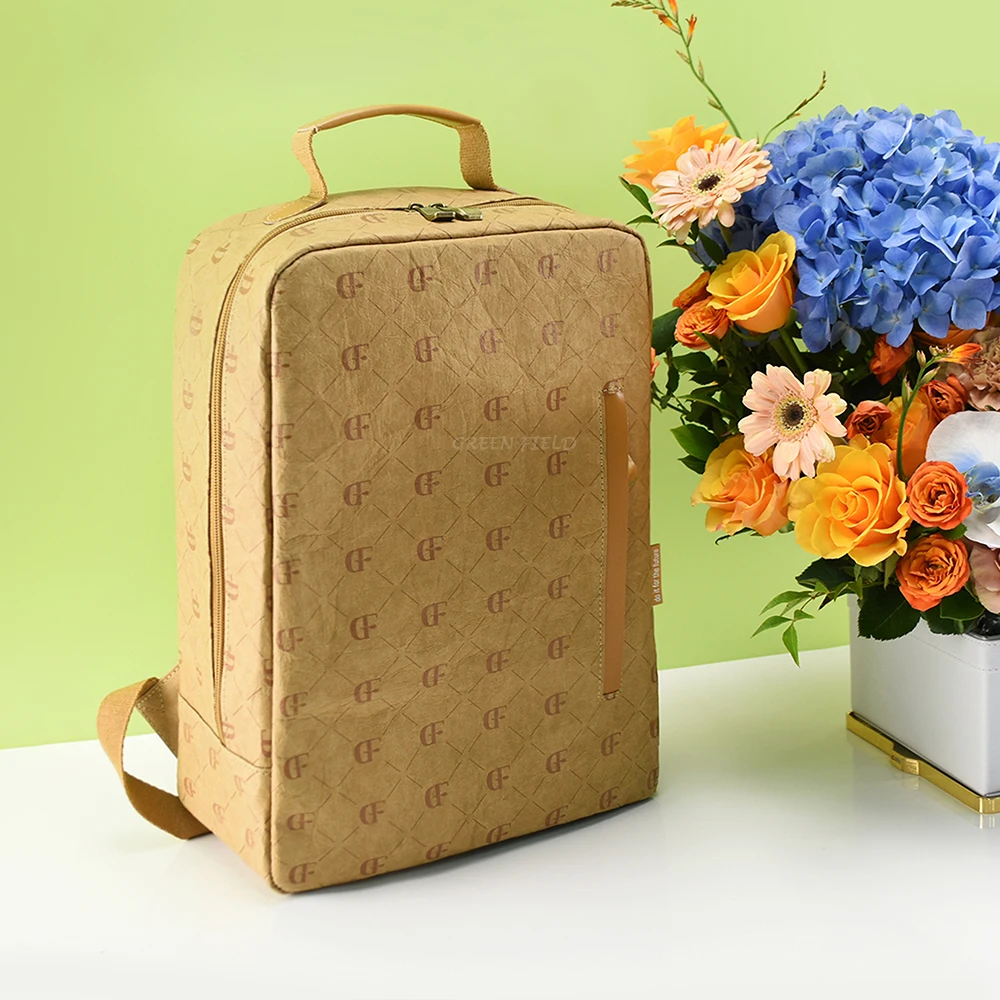 Washable Kraft Paper Backpack High Quality Laptop Backpack Water-repellent Brown Fashion school bags for 10 year old girl