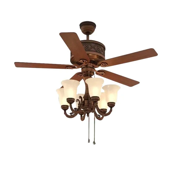 Retro classic chinese style decorating 3 speeds 52 inch inverter ceiling fan with light