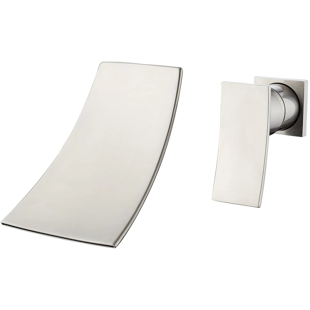 Unique Gold Brushed Faucet Series Wall Mounted 2 Hole Single Handle Waterfall Spout Hot Cold Water Basin Mixer Tap