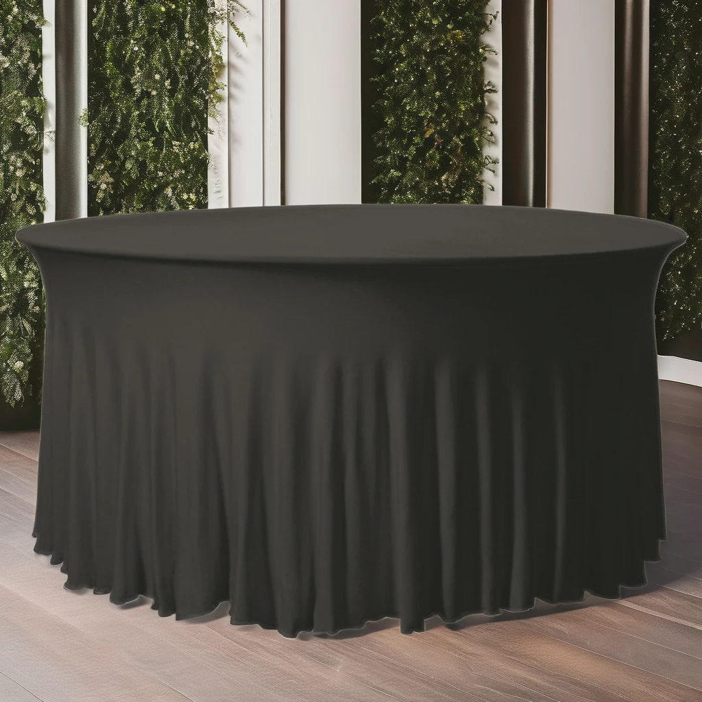 jellyfish Round Ruffled Elastic Spandex Table Cloth Stretch Skirt Table Cover Cocktail Table Linen Hotel Party Wedding Dec