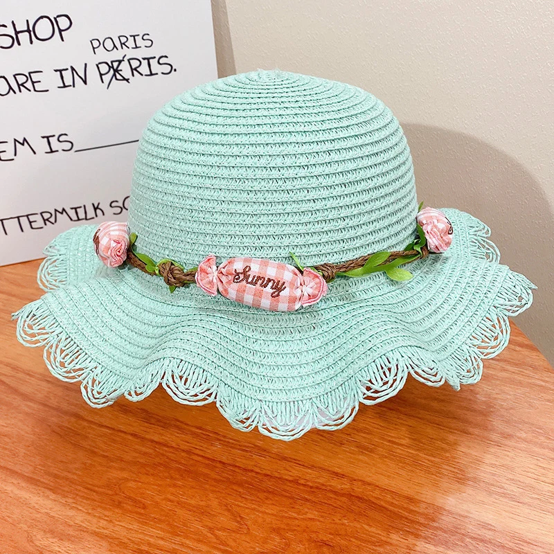 Children Sun Straw Hat Summer Girl Kids Breathable Bucket Cartoon Fisherman Straw Hat