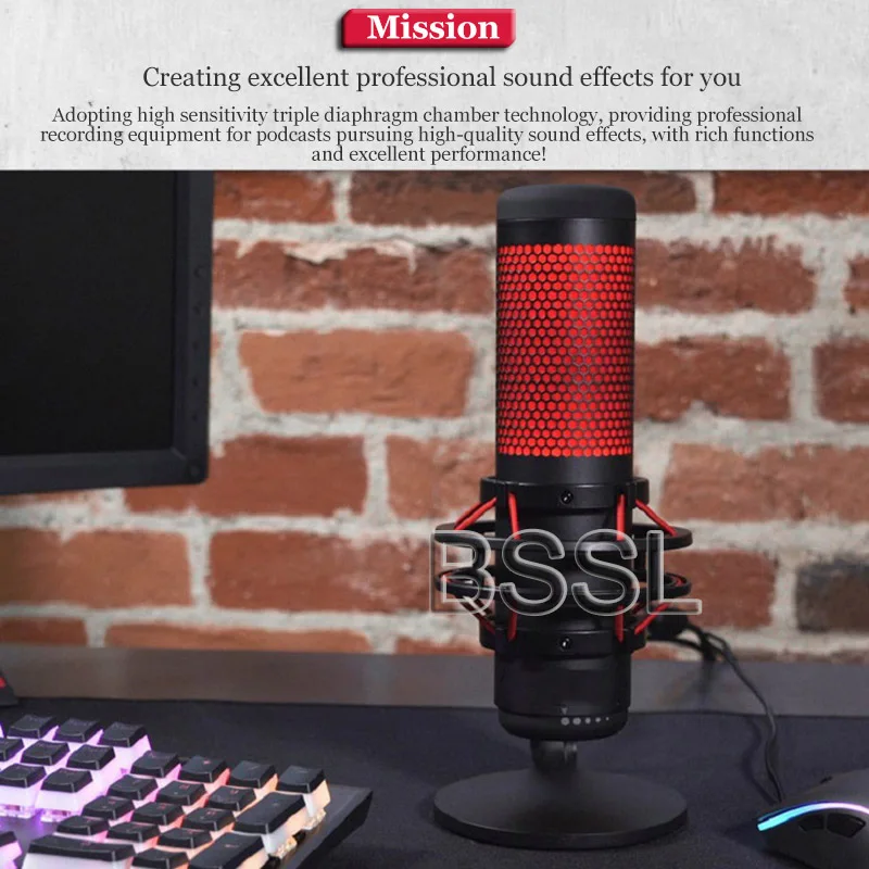 Free shipping Streaming X QuadCast S USB Condenser loudspeaker Gaming Microphone Mic RGB Light Mic speaker for PC PS4 PS5 Mac