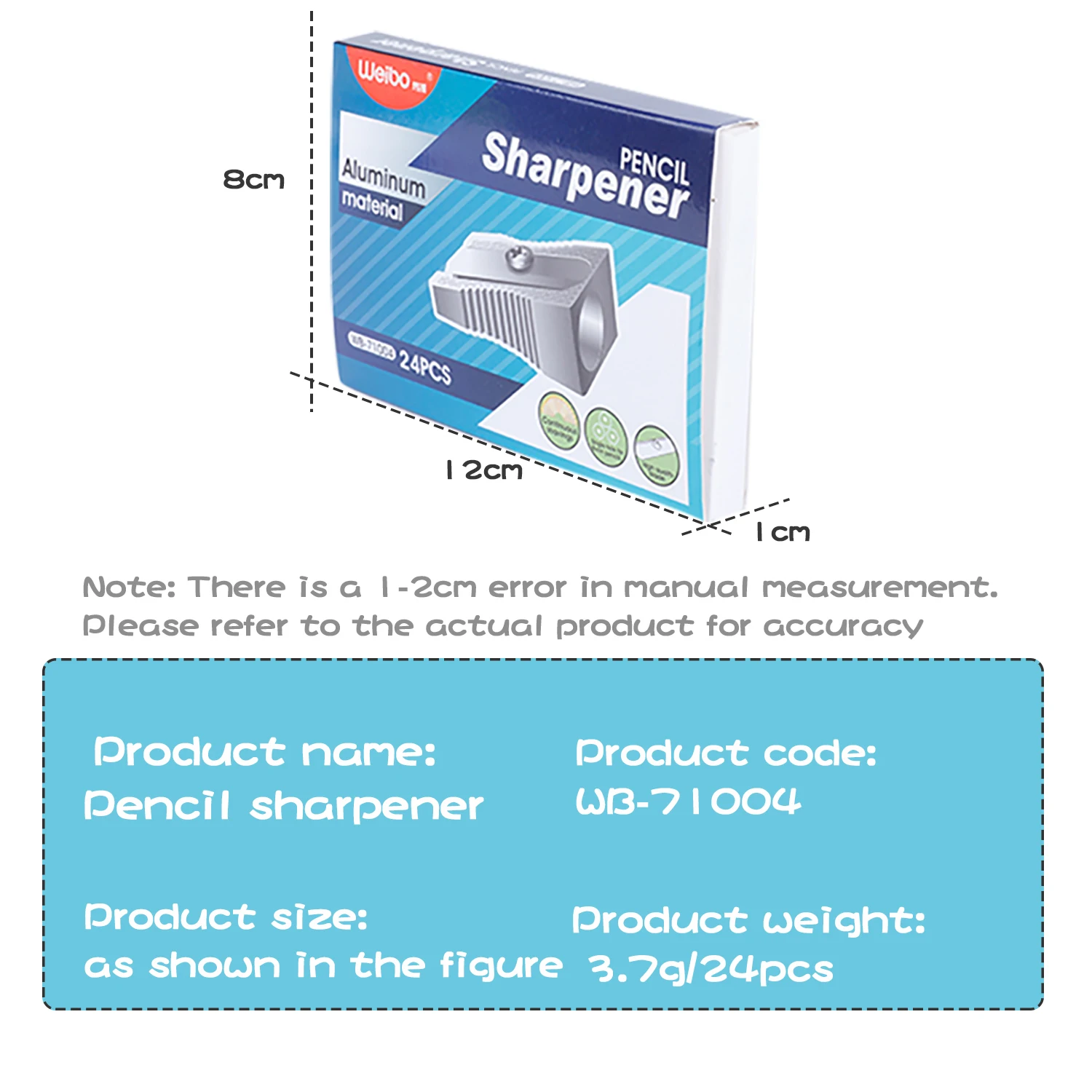 Weibo Hot sale Mini Pencil Sharpener one hole metal Pencil Sharpening tool stationary for students and kids