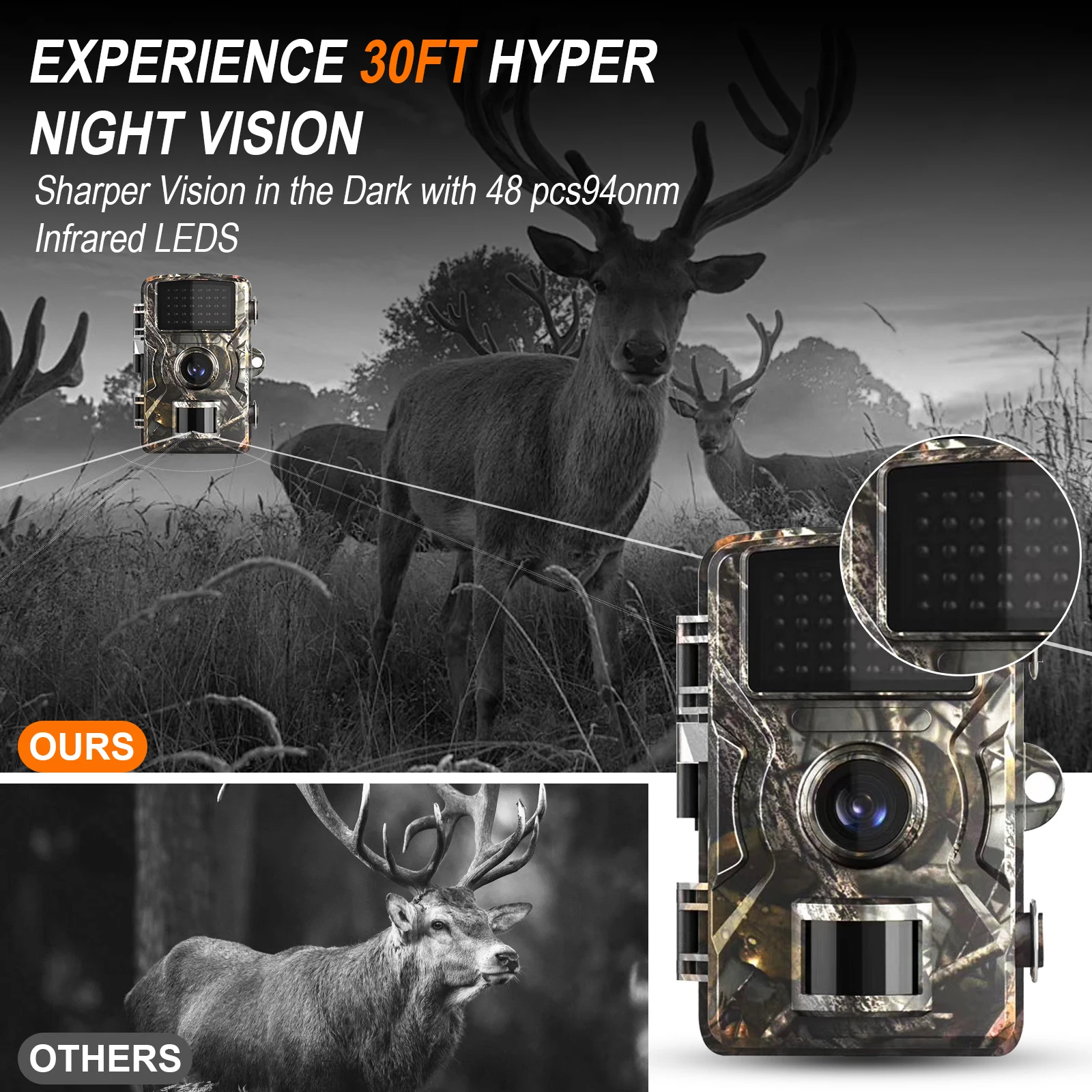 Wildlife Trail Camera night vision Animal Trap Camera 1080P IR Trail Hunting Camera With wide-angle lens IP66 Waterproof