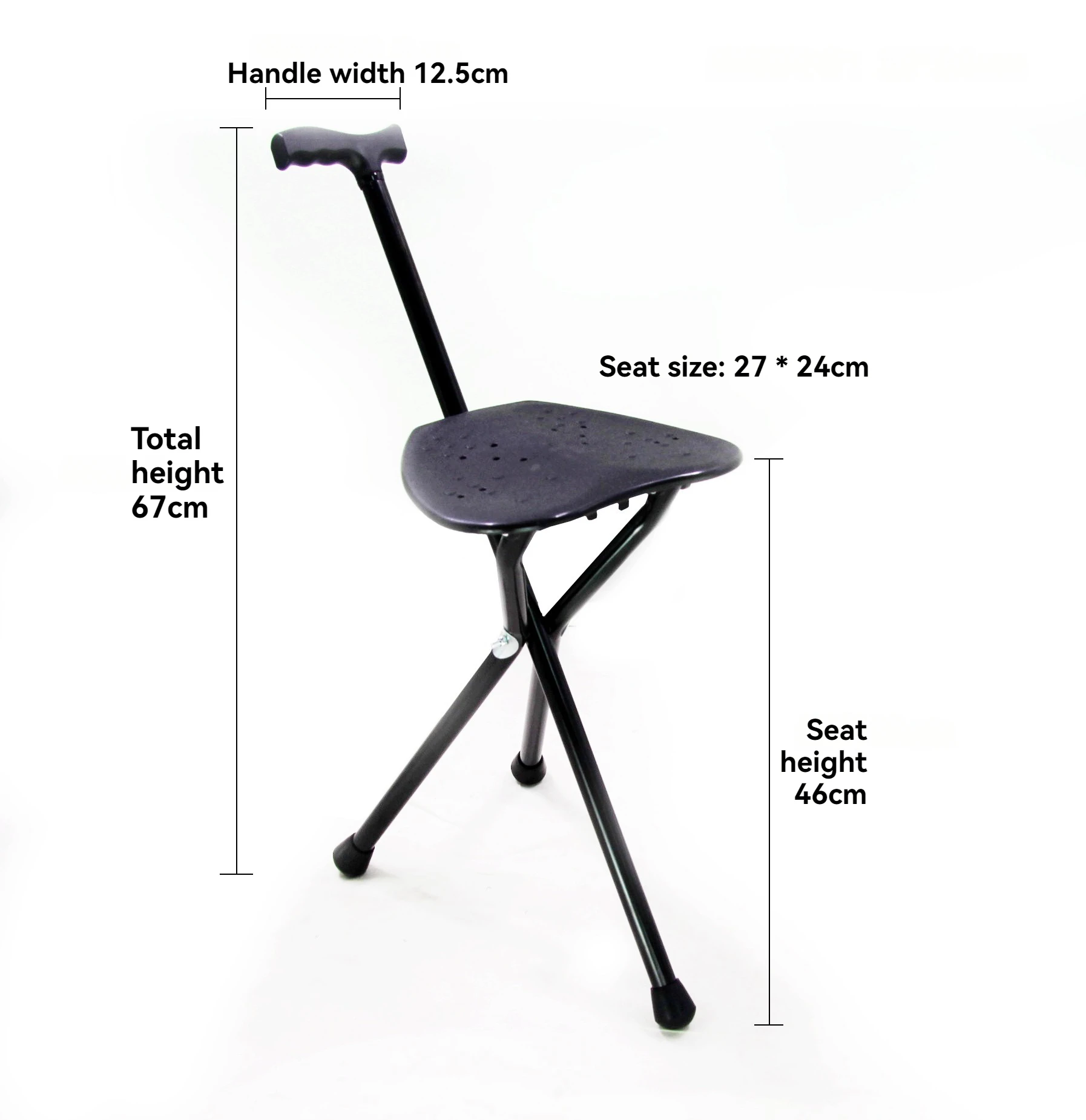 Elderly Adult Portable 3 Legs Aluminium Walking Stick Foldable Walking Cane Handle Crutch With Seat