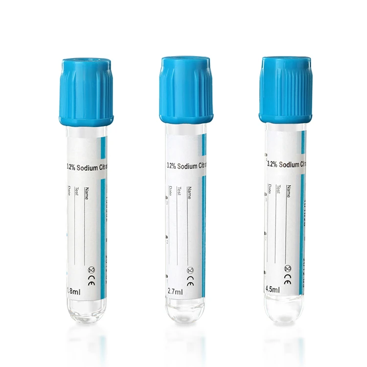 Medical Hospital Glass PET Disposable 1-5ml Test Tube With 3.2% Sodium Citrate Vacuum Blood Collection Tube
