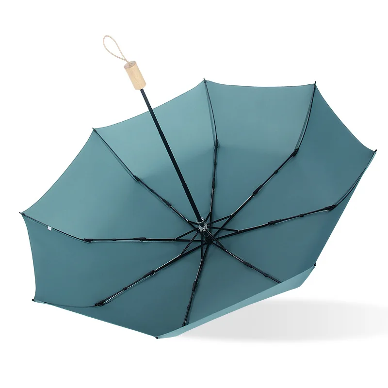 New three fold umbrella creative small fresh umbrella solid wood sunscreen unique umbrella for women