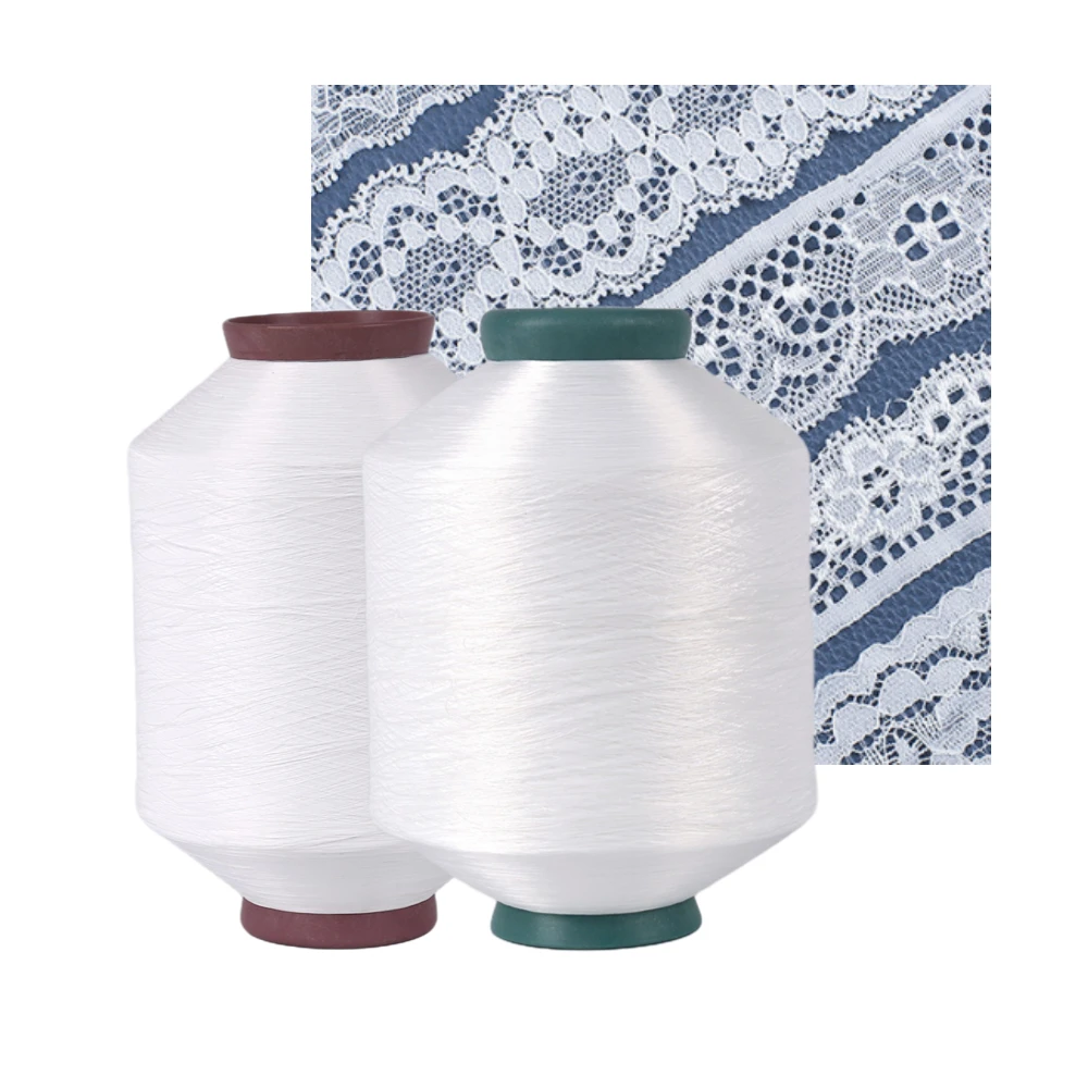 Manufacturer Raw white 280D 70D denier Full dull Lace Bud silk Nylon twisted yarn for lace embroidery fabric