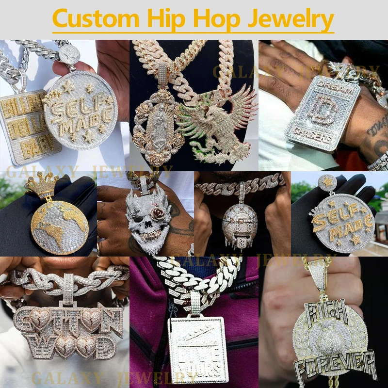 Hip Hop Jewelry Vvs Moissanite Pendant Iced Out Mayan Conqueror Baguette Cut 925 Silver Custom Monster Moissanite Pendant