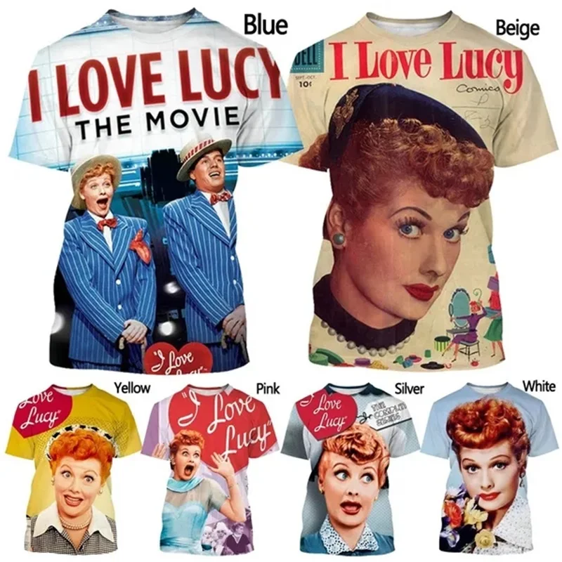 Comedy TV Series I Love Lucy T Shirt For Men Women 3D Printed Short-sleeved Casual Oversized Tee Tops Crew Neck Funny Tshirts