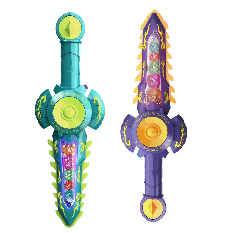 New Hot Selling LED Light Up toys Electric Linkage Gear Colorful Space Flashing Sword for kids