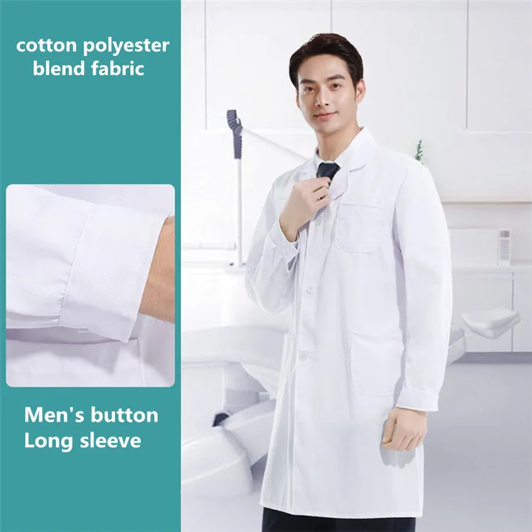 wholesale oem logo custom unisex professional student laboratory long sleeve jacket white lab coat doctor nurse dentist uniform