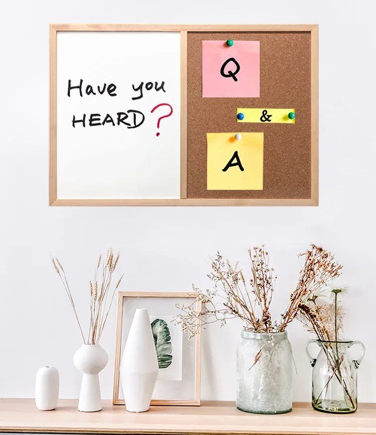 
Combination White Board&Bulletin Cork Whiteboard Magnetic,Combo Dry Erase with Aluminum Frame Hanging Message Boards 